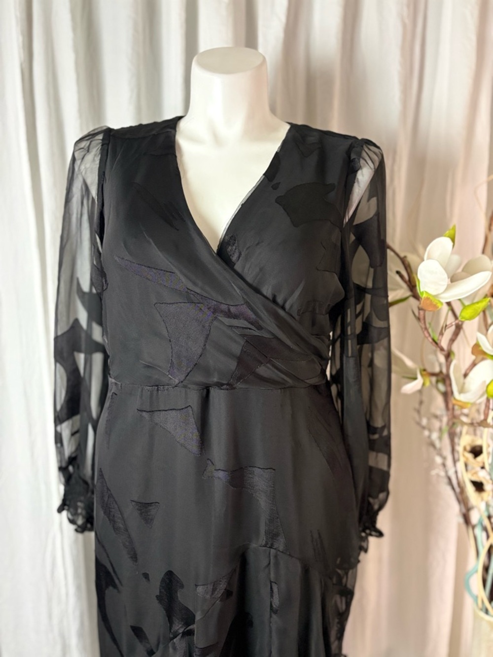 DKNY Faux wrap Black Asymmetrical Dress - Picture 3 of 9